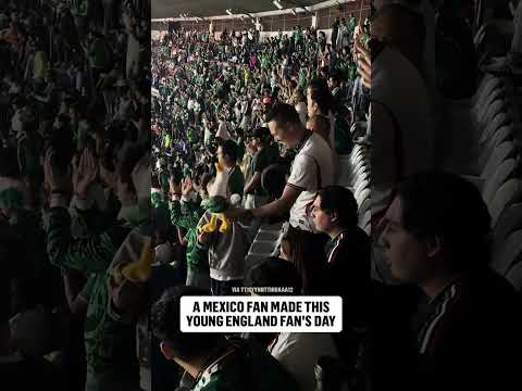 A Mexico fan gifted a young England supporter a stuffed Merlin the Duck